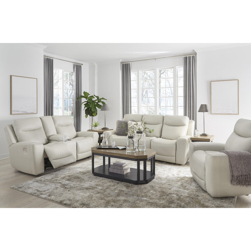 Signature Design by Ashley Mindanao Power Reclining Leather Match Loveseat with Console U5950518 IMAGE 13