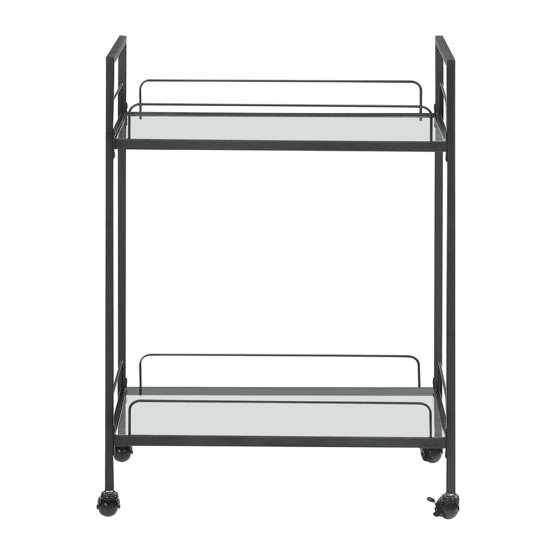 Coaster Furniture Curltis 181065 Serving Cart with Glass Shelves - Clear/Black IMAGE 2