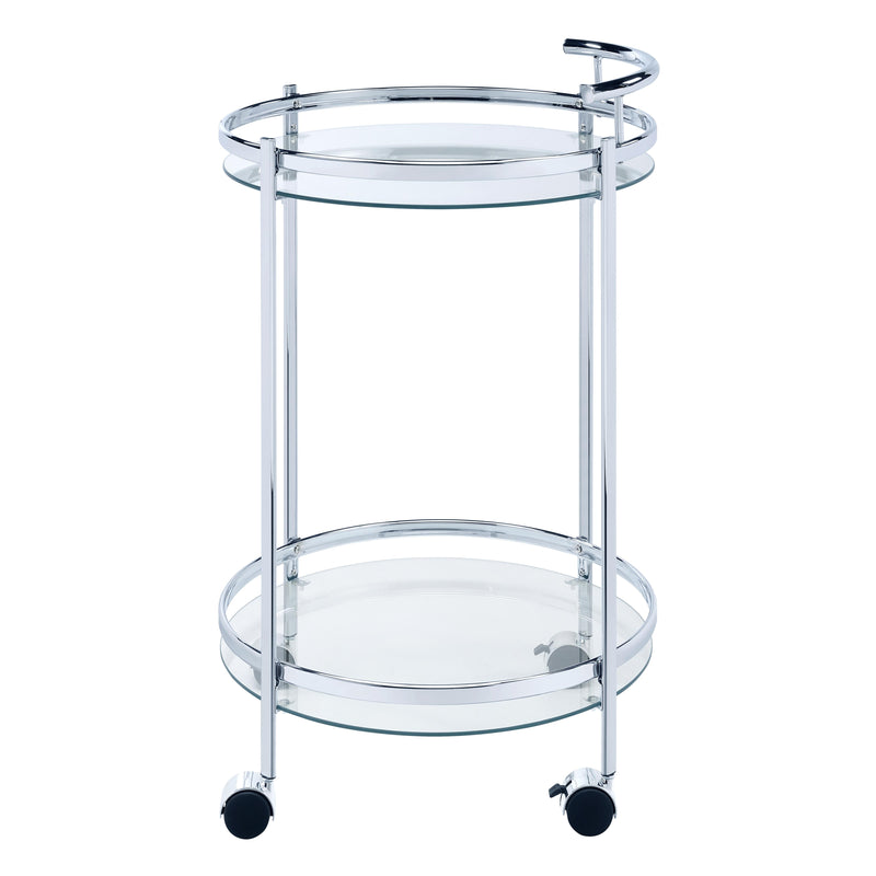 Coaster Furniture Chrissy 181367 Round Glass Bar Cart - Chrome IMAGE 3