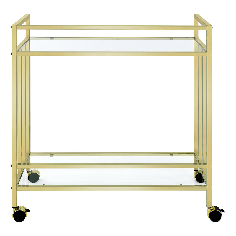 Coaster Furniture Cara 181381 Rectangular Glass Bar Cart - Brass IMAGE 4