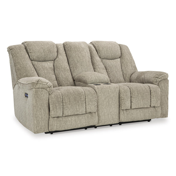 Signature Design by Ashley Hindmarsh Power Reclining Fabric Loveseat with Console 9030918 IMAGE 1