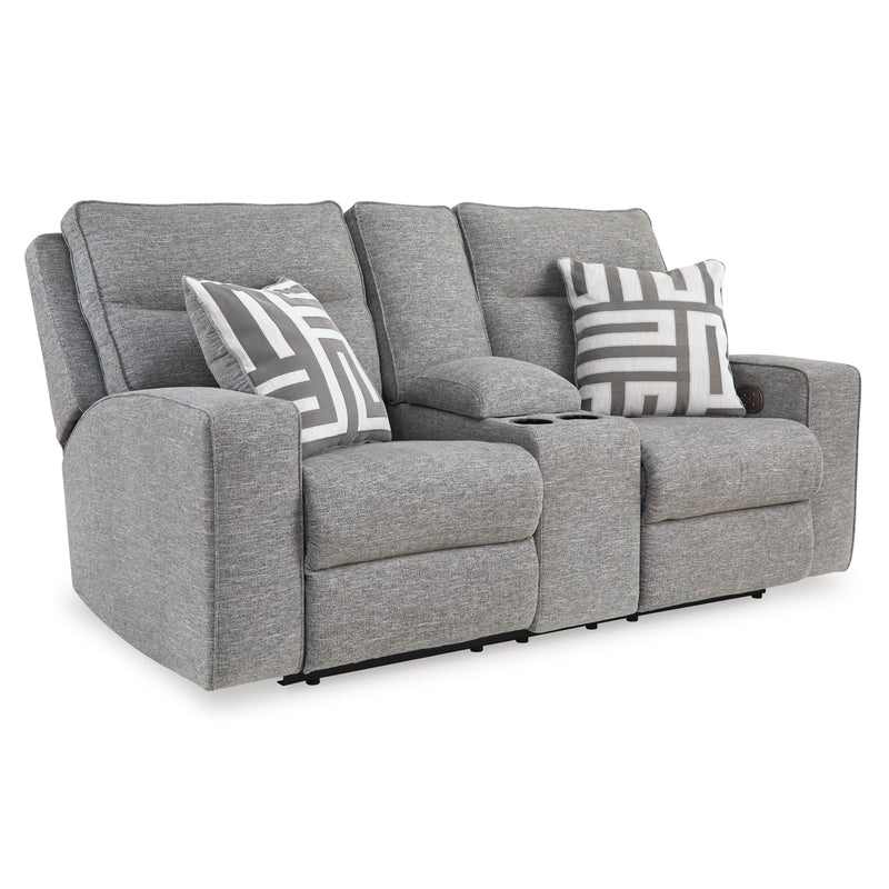 Signature Design by Ashley Biscoe Power Reclining Fabric Loveseat with Console 9050318 IMAGE 1