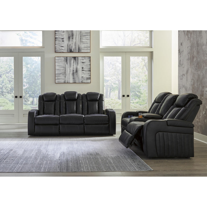 Signature Design by Ashley Caveman Den Power Reclining Leather Look Loveseat with Console 9070318 IMAGE 12