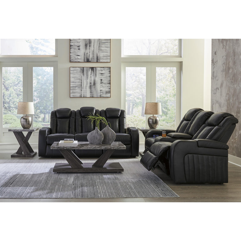 Signature Design by Ashley Caveman Den Power Reclining Leather Look Loveseat with Console 9070318 IMAGE 13