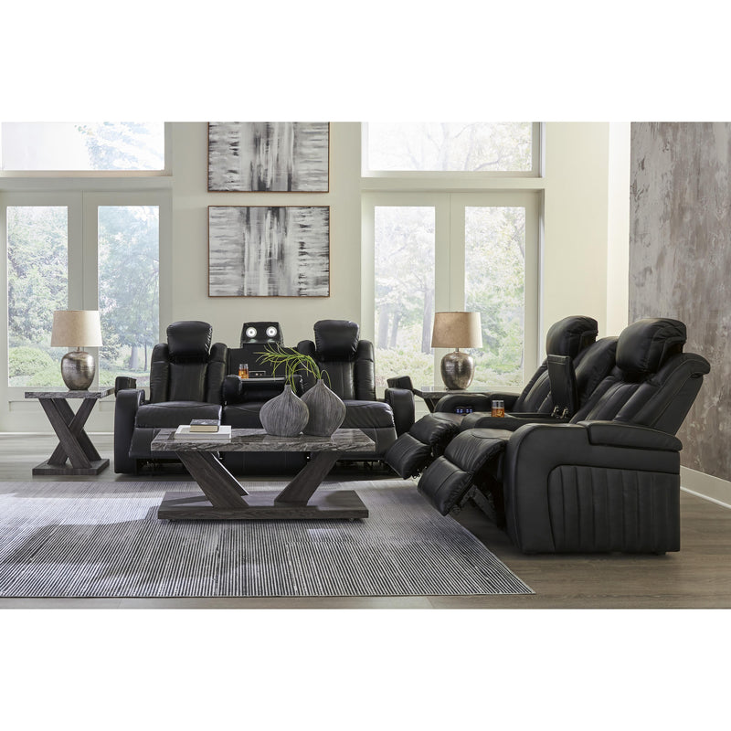 Signature Design by Ashley Caveman Den Power Reclining Leather Look Loveseat with Console 9070318 IMAGE 14