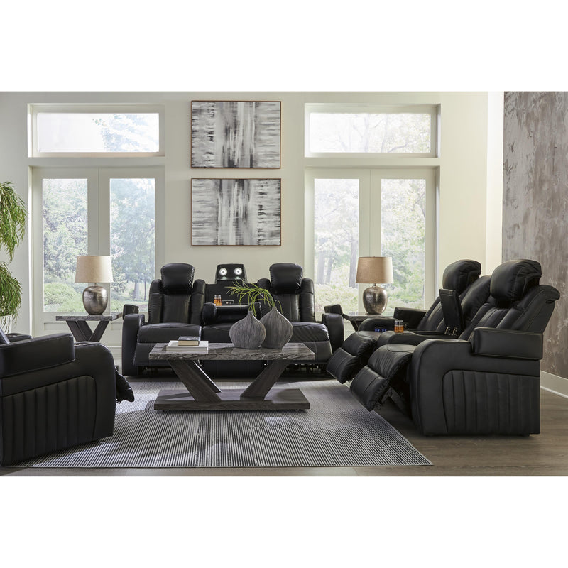 Signature Design by Ashley Caveman Den Power Reclining Leather Look Loveseat with Console 9070318 IMAGE 18