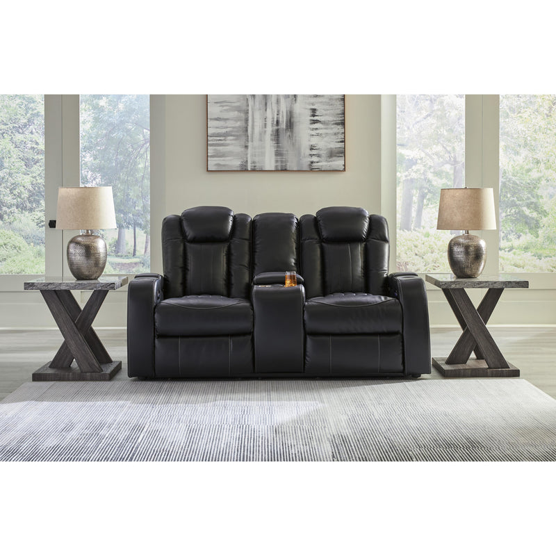 Signature Design by Ashley Caveman Den Power Reclining Leather Look Loveseat with Console 9070318 IMAGE 6