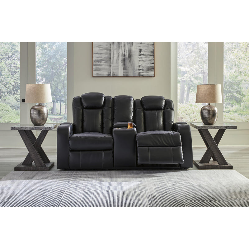 Signature Design by Ashley Caveman Den Power Reclining Leather Look Loveseat with Console 9070318 IMAGE 7