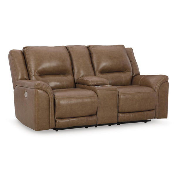 Signature Design by Ashley Trasimeno Power Reclining Leather Match Loveseat with Console U8281518 IMAGE 1