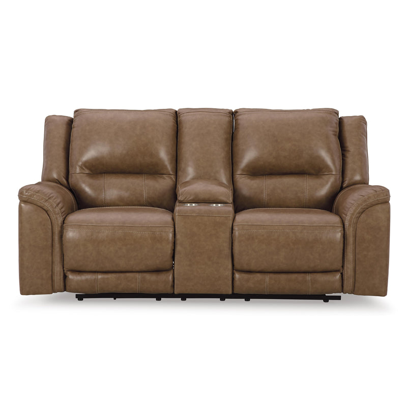 Signature Design by Ashley Trasimeno Power Reclining Leather Match Loveseat with Console U8281518 IMAGE 3