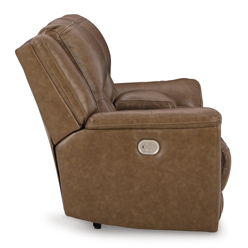 Signature Design by Ashley Trasimeno Power Reclining Leather Match Loveseat with Console U8281518 IMAGE 4