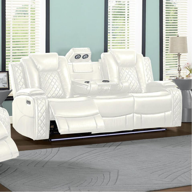 New Classic Furniture Orion Reclining Leather Look Sofa U1769-30-WHT IMAGE 1