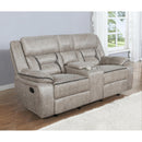  Coaster Furniture Greer 651352 Upholstered Motion Reclining Loveseat - Taupe IMAGE 5