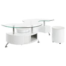  Coaster Furniture Buckley 703400 3-piece Coffee Table and Stools Set - White High Gloss IMAGE 1