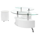  Coaster Furniture Buckley 703400 3-piece Coffee Table and Stools Set - White High Gloss IMAGE 4