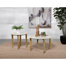  Coaster Furniture Aldis 703717 Round Marble Top Side End Table - White and Natural IMAGE 4