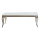  Coaster Furniture Carone 707768 Rectangular Glass Top Coffee Table - White and Chrome IMAGE 1
