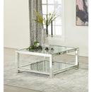  Coaster Furniture Valentina 736218 1-shelf Square Glass Top Coffee Table - Silver IMAGE 3