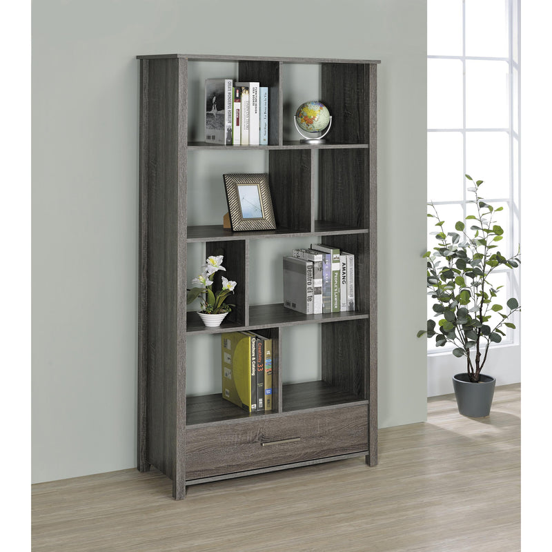 Coaster Furniture Dylan 801577 Rectangular 8-Shelf Bookcase - Weathered Grey IMAGE 7