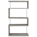 Coaster Furniture Emelle 802340 4-Shelf Bookcase With Glass Panels - Grey Driftwood IMAGE 5