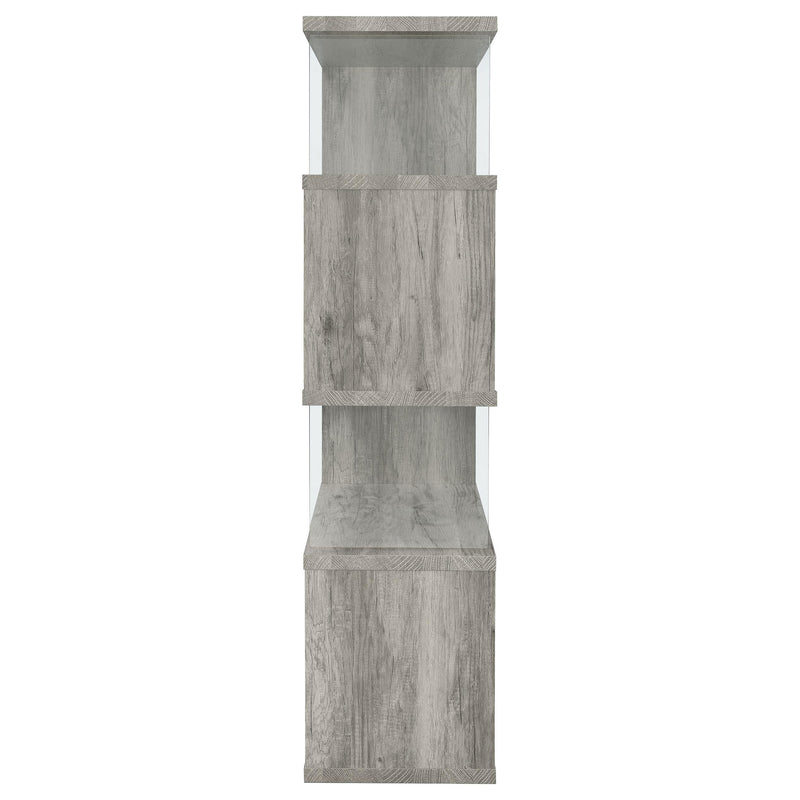 Coaster Furniture Emelle 802340 63-inch 4-shelf Glass Panel Bookshelf - Grey Driftwood IMAGE 9