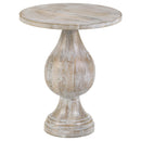 Coaster Furniture Daniella 915107 Round Pedestal Accent Table - White Washed IMAGE 1
