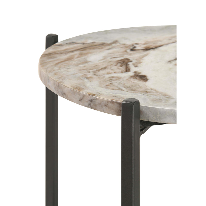  Coaster Furniture Noemie 931204 Round Marble Top Accent Side Table - White and Gunmetal IMAGE 5