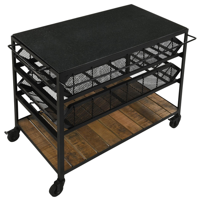 Coaster Furniture Evander 953504 Accent Storage Cart with Casters - Natural/Black IMAGE 3