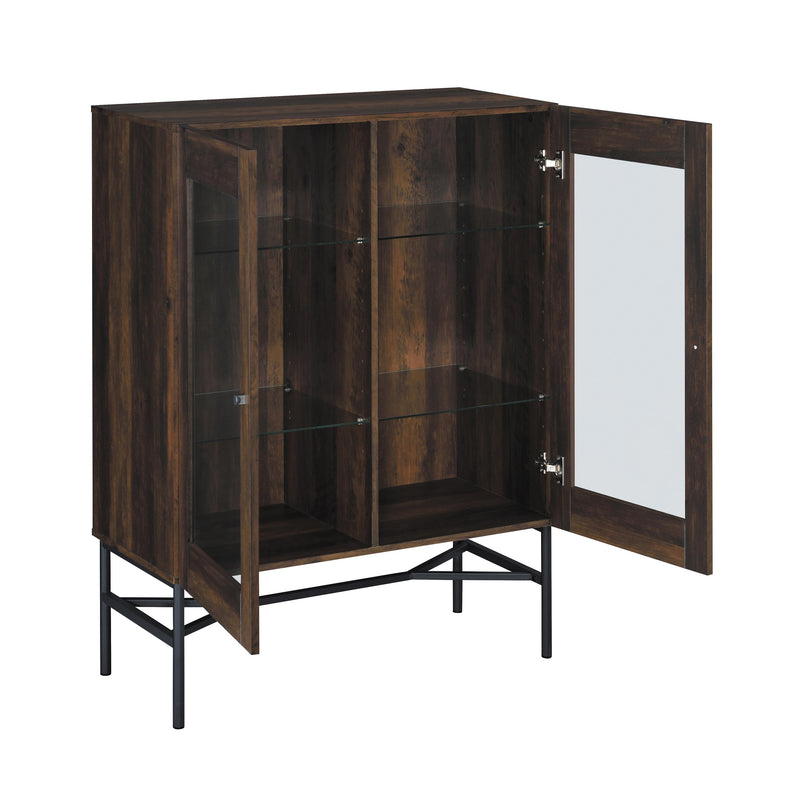 Coaster Furniture Bonilla 959625 2-Door Accent Cabinet with Glass Shelves - Dark Pine/Gunmetal IMAGE 3