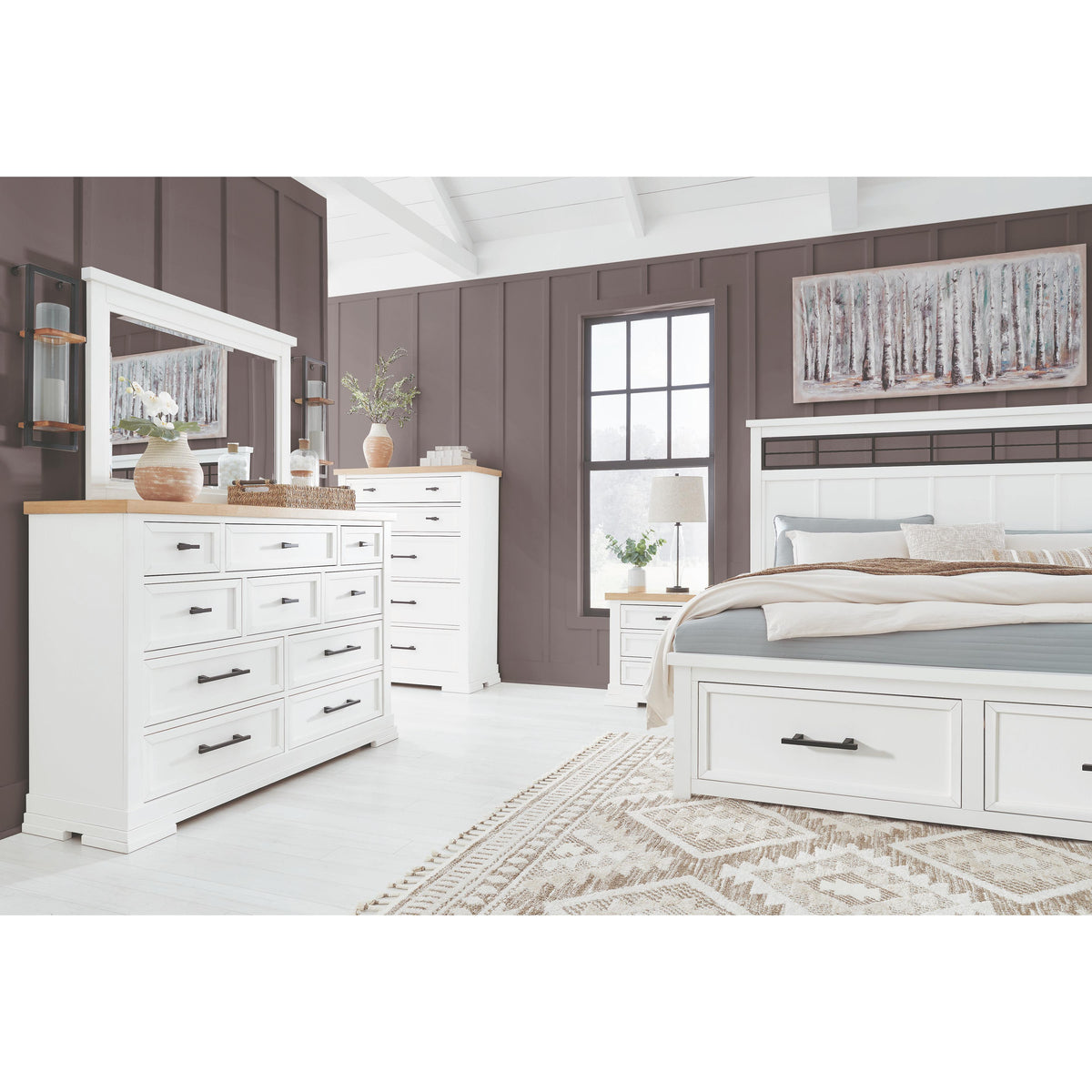 usmハラー風　1acspaces チェスト　ホワイト Benchcraft Ashbryn B844B1 Dresser and Mirror