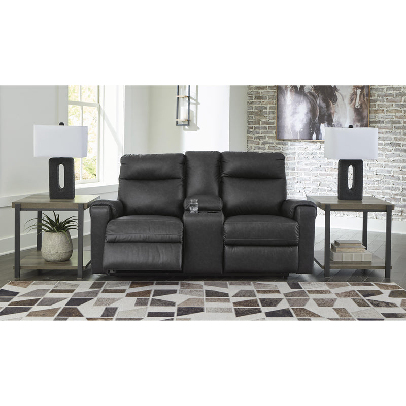 Signature Design by Ashley Axtellton Power Reclining Leather Look Loveseat with Console 3410596 IMAGE 6