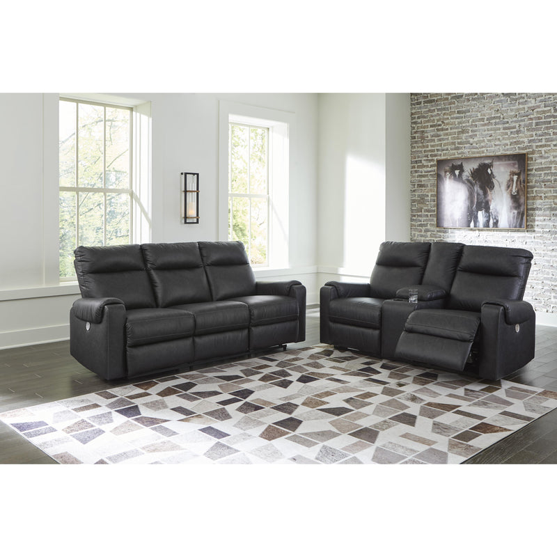 Signature Design by Ashley Axtellton Power Reclining Leather Look Loveseat with Console 3410596 IMAGE 9