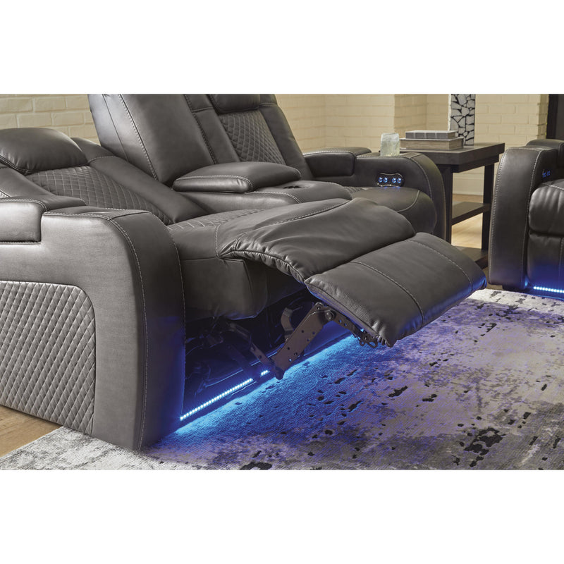 Signature Design by Ashley Fyne-Dyme Power Reclining Leather Look Loveseat with Console 3660218 IMAGE 10