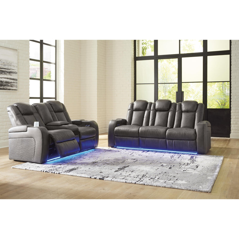 Signature Design by Ashley Fyne-Dyme Power Reclining Leather Look Loveseat with Console 3660218 IMAGE 13