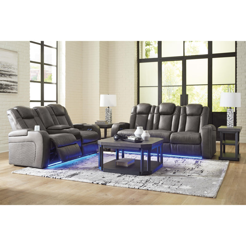 Signature Design by Ashley Fyne-Dyme Power Reclining Leather Look Loveseat with Console 3660218 IMAGE 14