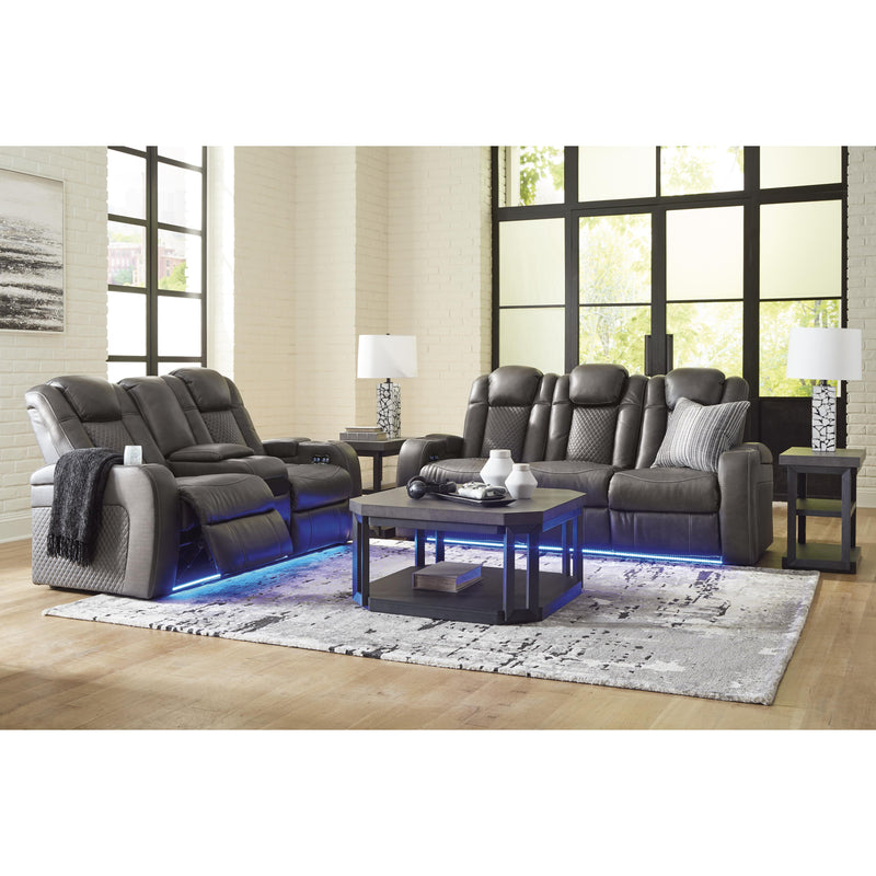 Signature Design by Ashley Fyne-Dyme Power Reclining Leather Look Loveseat with Console 3660218 IMAGE 15