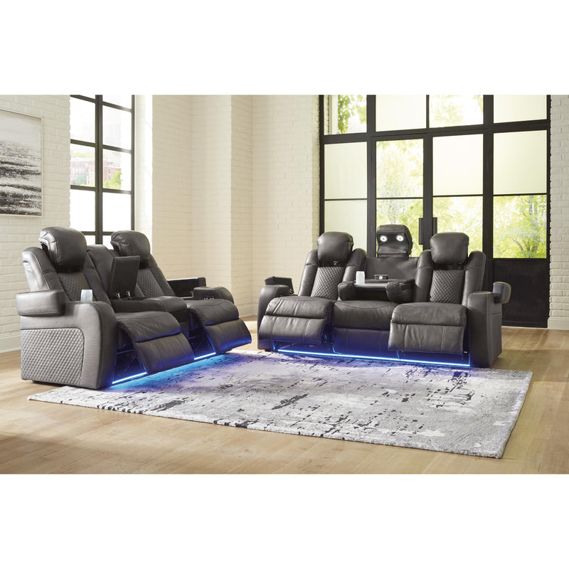 Signature Design by Ashley Fyne-Dyme Power Reclining Leather Look Loveseat with Console 3660218 IMAGE 16