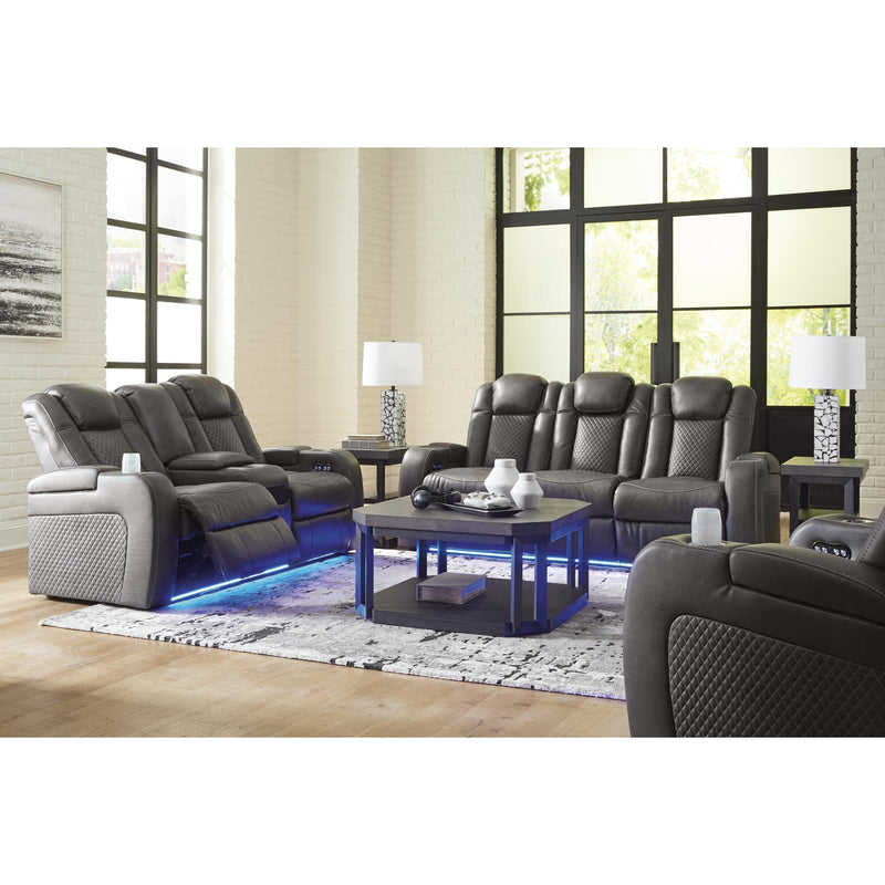 Signature Design by Ashley Fyne-Dyme Power Reclining Leather Look Loveseat with Console 3660218 IMAGE 17