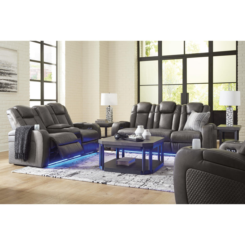 Signature Design by Ashley Fyne-Dyme Power Reclining Leather Look Loveseat with Console 3660218 IMAGE 18