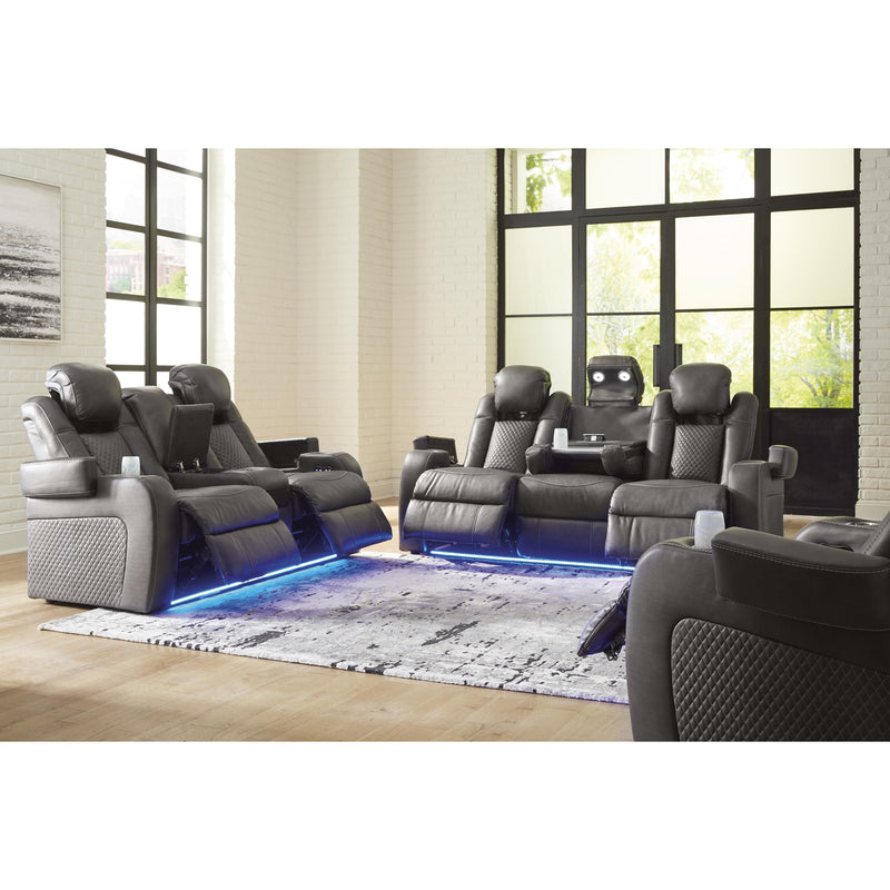 Signature Design by Ashley Fyne-Dyme Power Reclining Leather Look Loveseat with Console 3660218 IMAGE 19