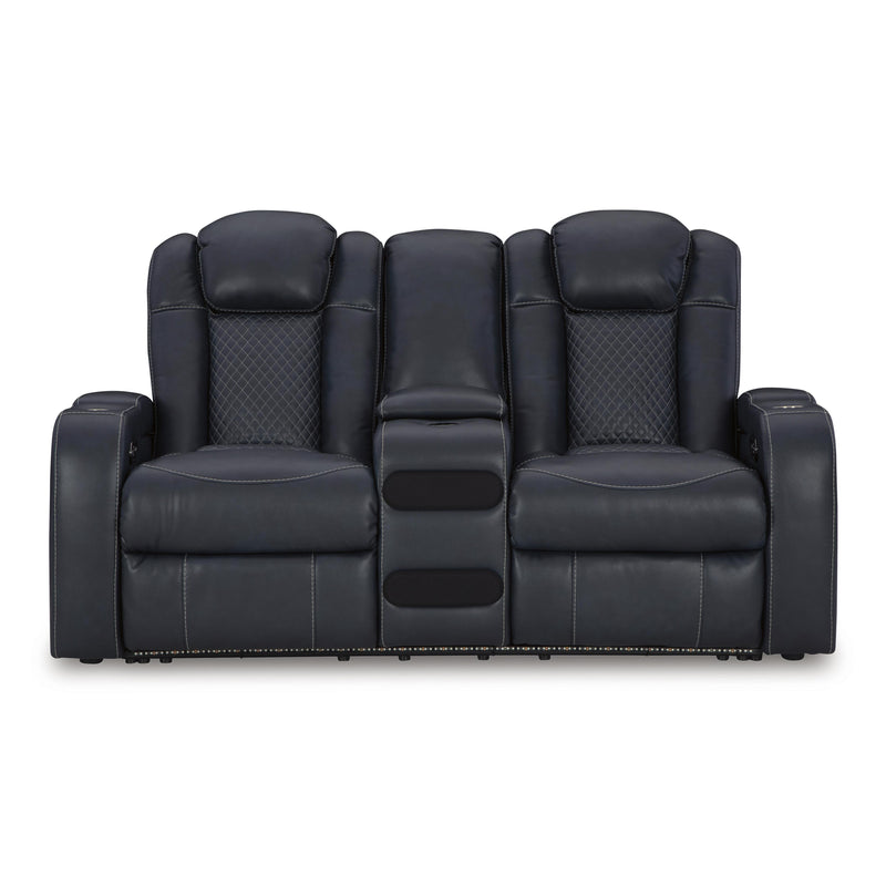 Signature Design by Ashley Fyne-Dyme Power Reclining Leather Look Loveseat with Console 3660318 IMAGE 3