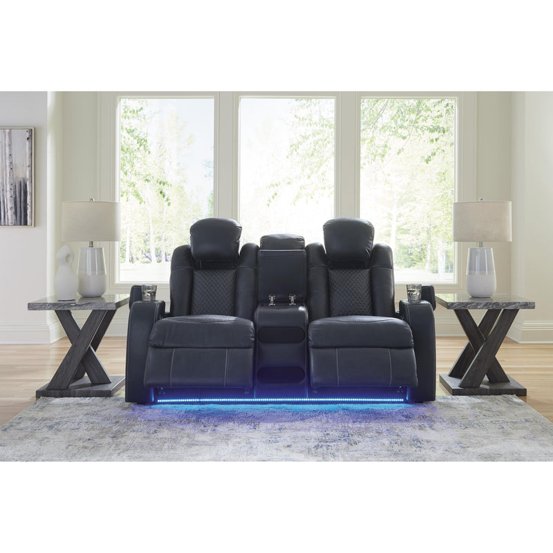 Signature Design by Ashley Fyne-Dyme Power Reclining Leather Look Loveseat with Console 3660318 IMAGE 7