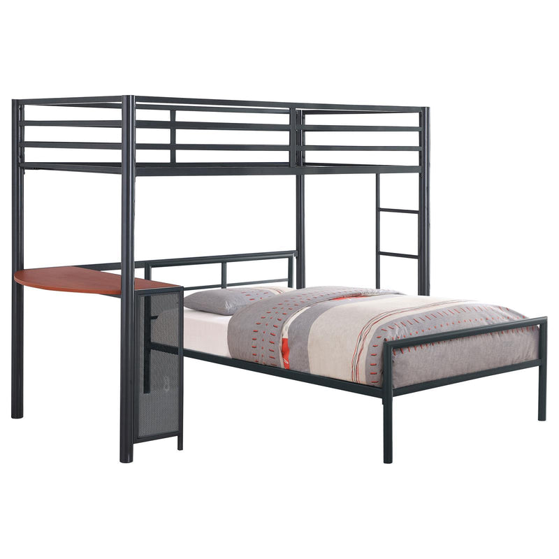 Coaster Furniture Fisher 460229-S2T 2-Piece Metal Workstation Loft Bed Set - Gunmetal IMAGE 1