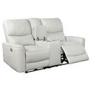 Coaster Furniture Greenfield Power Reclining Leather Match Loveseat with Console 610262P IMAGE 3