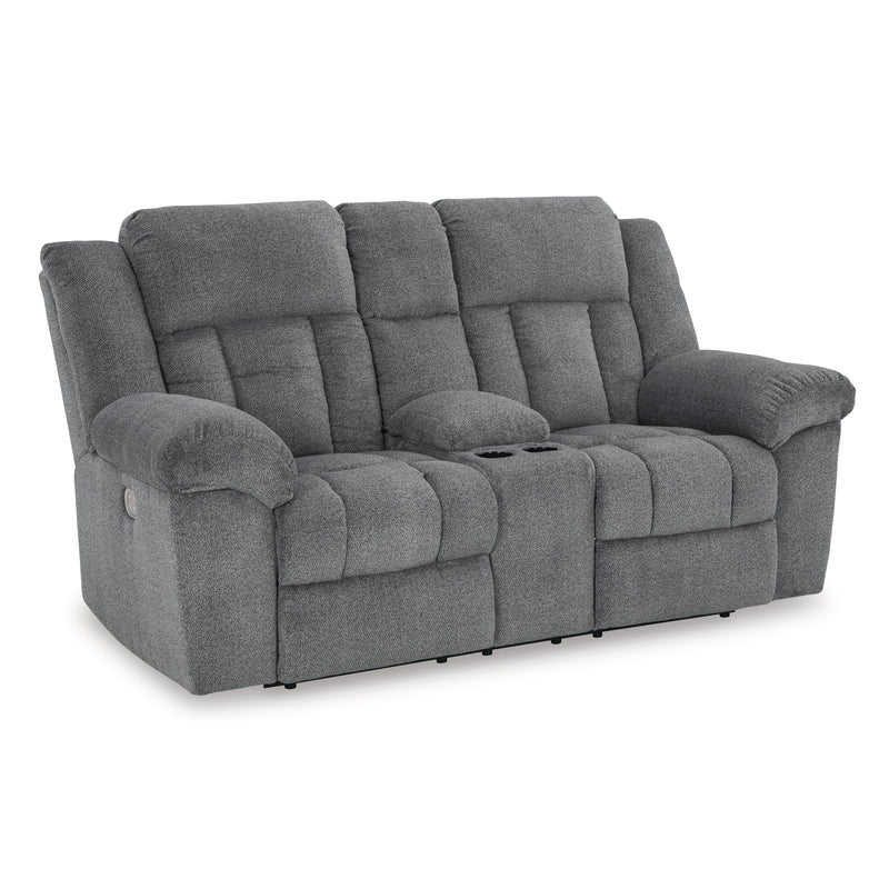 Signature Design by Ashley Tip-Off Power Reclining Fabric Loveseat with Console 6930418 IMAGE 1