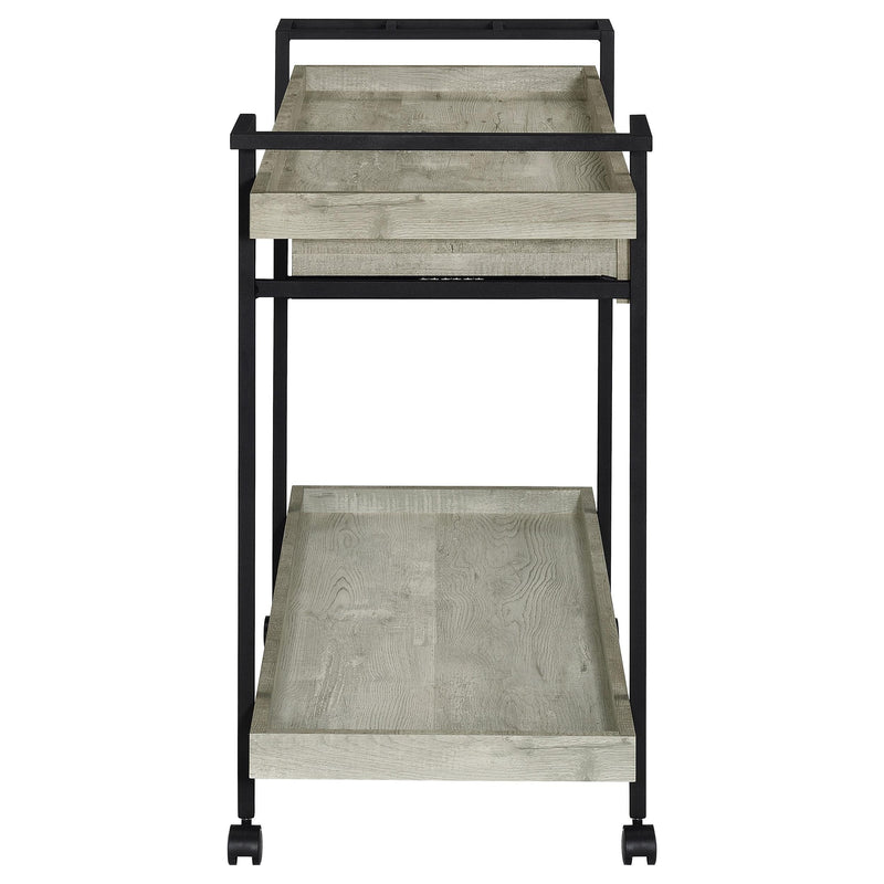 Coaster Furniture Ventura 181005 2-Tier Bar Cart with Storage Drawer - Grey Driftwood IMAGE 8