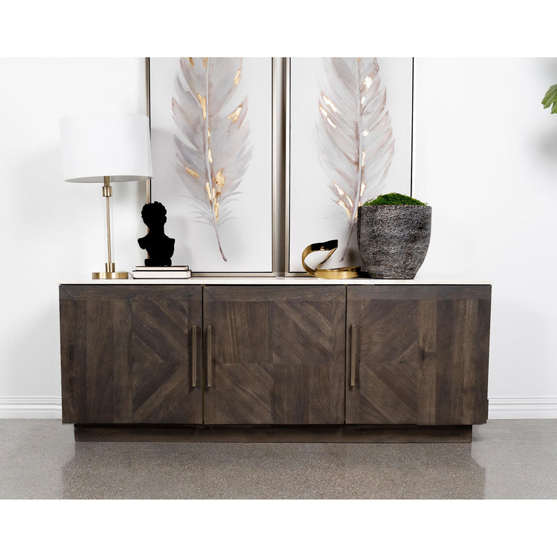  Coaster Furniture Dennis 190655 3-door Marble Top Sideboard Buffet - Tobacco Grey IMAGE 7