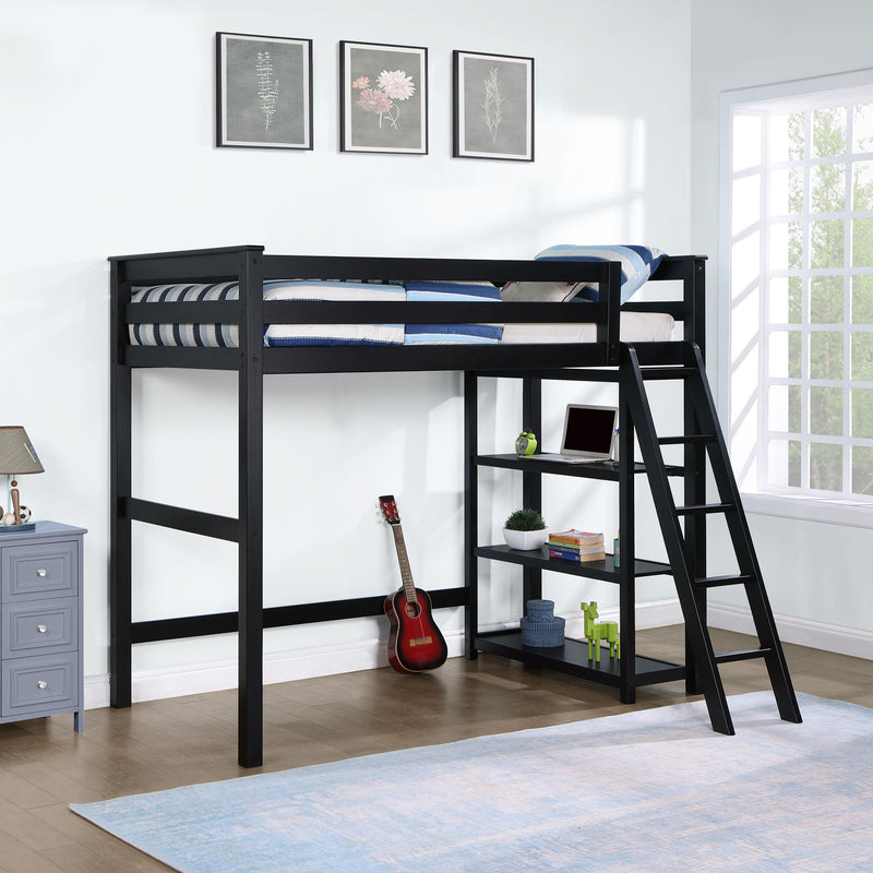 Coaster Furniture Anica 460084 3-Shelf Wood Twin Loft Bed - Black IMAGE 2