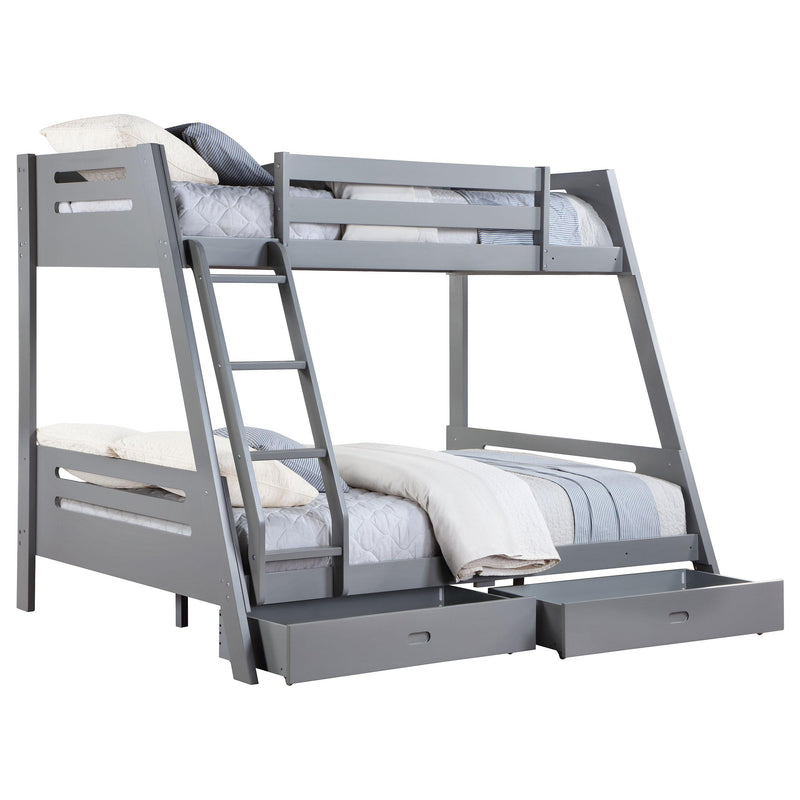 Coaster Furniture Trisha 460562TF Wood Twin Over Full Bunk Bed with Storage Drawers - Grey IMAGE 4