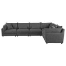  Coaster Furniture Sasha 551681-SET 6 pc Upholstered Modular Sectional - Barely Black IMAGE 2